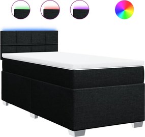 vidaXL Pat box spring cu saltea, negru, 90x190 cm, textil