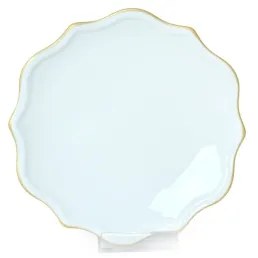 Set de masă 24 piese alb/auriu/ceramică vitrificată