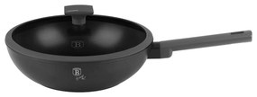 Tigaie wok cu capac 28 cm, 3,2L Anthracite Berlinger Haus BH 8124, strat antiaderent, gri