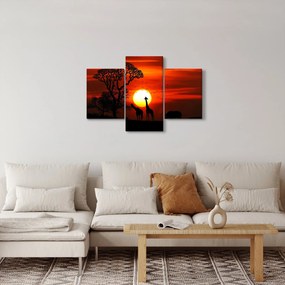 Tablou - Siluete animalelor la apus de soare (90x60 cm)
