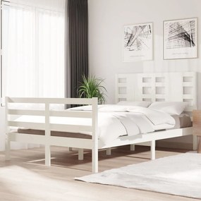 3104279 vidaXL Cadru de pat, alb, 120x200 cm, lemn masiv de pin