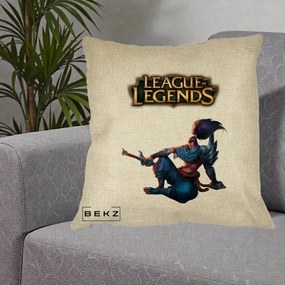 Perna Personalizata League of Legends Yasuo, 40x40 cm, Crem, Husa Detasabila, Perna Inclusa, BEKZ®