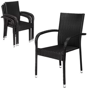 Deuba Scaune de ratan Comfort 4 buc - negru