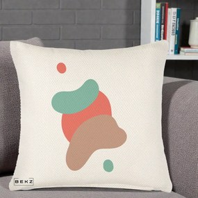 Perna Decorativa Abstract Forme Fluide Coral, 40x40 cm, Crem Reliefat, Husa Detasabila, Perna Inclusa, BEKZ®