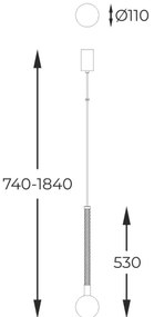 Lustră pe cablu Zuma Line P0583-01A-2GHF MIDA 1xG9/6W/230V alamă