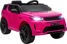 AIYAPLAY Mașină Electrică pentru Copii cu Licență Land Rover Discovery cu Faruri, Claxon și Centură, din Plastic și Metal,106x65.5x51 cm, Roz | Aosom Romania