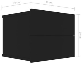 Noptiere, 2 buc., negru, 40 x 30 x 30 cm, PAL 2, Negru