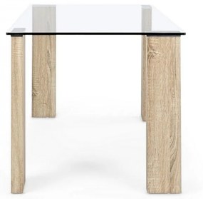 Masa dining pentru 6 persoane transparenta/bardolino din sticla temperata, 140 cm, New Arley Bizzotto