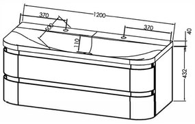 Set mobilier suspendat si lavoar, Kolpasan, Vittoria, 120 cm, gri inchis