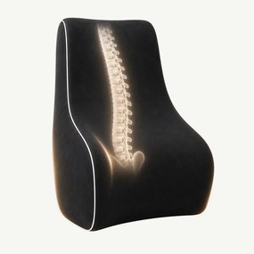Perna lombara memory foam ORTO SPINAL, husa catifea, Negru