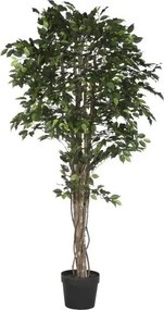 Arbore decorativ tip ficus, stil natural interior, culoare verde, din lemn și material decorativ, „Ficus Green”