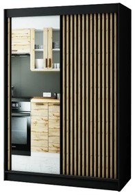 Dulap de haine 150 cm Ladonna 2 (negru mat) (cu oglindă). 1045688