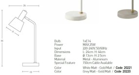 Veioza, lampa de masa design modern Bing gri, auriu