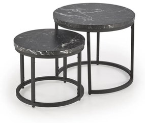 Set 2 mese de cafea Oreo marmura neagra/negru - d43-53xh35-45 cm