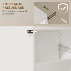 HOMCOM Dulap pentru Pantofi Economizor de Spațiu cu 4 Uși cu Oglindă 63x17x146 cm Alb | Aosom Romania