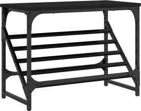 vidaXL Suport pantofi, negru, 60x30x45 cm, lemn prelucrat