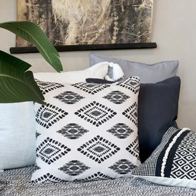 Fata de perna Aix din bumbac, 50x50cm, white &amp; black