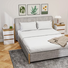HOMCOM Set de 2 Mesite de Noapte Înguste de 3 Sertare Comode pentru Sufragerie Hol 40x30x59,5 cm Alb | Aosom Romania
