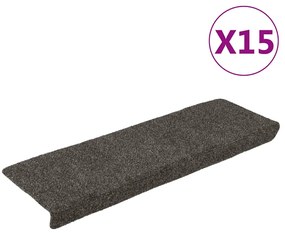vidaXL Covorașe autoadezive pentru scări, 15 buc., 65x21x4 cm, antracit, cu margine dreptunghiulară