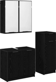 vidaXL Set de mobilier pentru baie 3 pcs Stejar Negru Lemn compozit