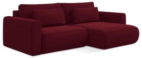 Colțar burgundy extensibil/cu spațiu de depozitare cu tapițerie din catifea (cu colț pe partea dreaptă/cu șezlong) Kapua – Makamii