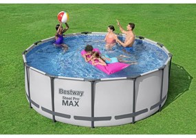 Piscină supraterană Bestway Steel Pro MAX, gri, diam. 396 cm, în. 122 cm