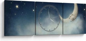 Tablou - Luna cu stele (cu ceas) (90x30 cm)