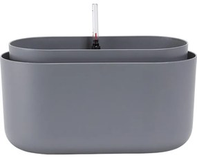 Jardinieră cu auto-irigare Plastia, gri,31 x 16 cm