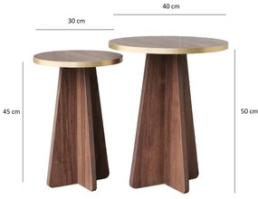 Set 2buc. măsuțe cafea Kabivo 1 (auriu + nuc). 1089598