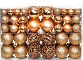 vidaXL Set globuri de Crăciun 100 de piese 3/4/6 cm, trandafiriu/auriu