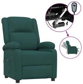 3098358 vidaXL Fotoliu rabatabil electric, verde închis, material textil