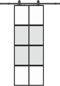 vidaXL Ușă glisantă cu set feronerie neagră 76x205cm sticlă securizată