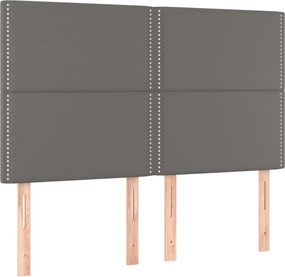 vidaXL Tăblie de pat gri 144x5x118/128 cm piele ecologică