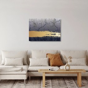 Tablou pe sticlă - Albastru și aur abstracție N⁰1 (70x50 cm)