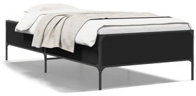 844991 vidaXL Cadru de pat, negru, 75x190 cm, lemn prelucrat și metal