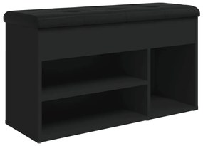 835027 vidaXL Bancă de pantofi, negru, 82x32x45,5 cm, lemn prelucrat