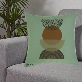 Perna Decorativa Boho Stiva Forme Punctate Terracotta, 40x40 cm, Verde, Husa Detasabila, Perna Inclusa, BEKZ®