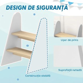 AIYAPLAY Taburet Montessori pentru Copii cu 2 Trepte, Scăunel pentru 3-8 Ani cu Margini Rotunjite, Alb | Aosom Romania