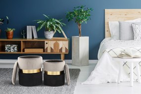 Set 2 tabureti din catifea cu spatiu pentru depozitare Zora gri / negru