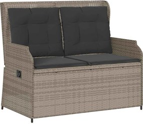 vidaXL Bancă rabatabilă de grădină cu perne, gri deschis, poliratan