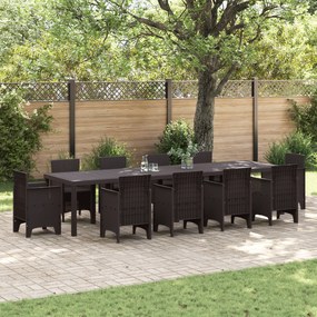 Masă de grădină vidaXL maro 350x100x73 cm din poli ratan