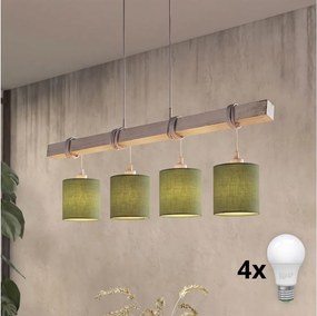Brilagi - Candelabru LED pe cablu NUBILA 4xE27/60W/230V gri/verde