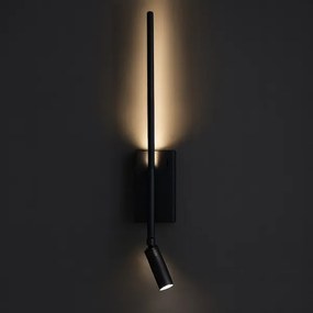 Aplică LED de perete TORCH, 6W/230V + 3W LED, negru