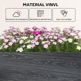 Outsunny Pat Înălțat de Grădină din Vinil, 102x102x33 cm, Kit Modular cu Picioare Interconectabile și Fund Deschis, Jardinieră pentru Flori, Ierburi și Legume, Gri Închis | Aosom Romania
