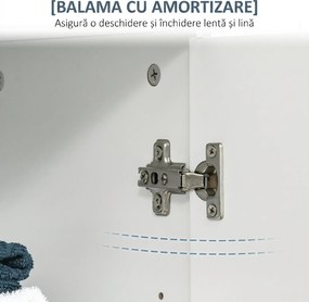 kleankin Dulap de Baie Modern cu 2 Uși, 2 Rafturi Reglabile și Mânere Argintii, 60x30x80 cm, Alb | Aosom Romania