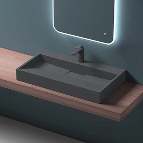 Lavoar din compozit pe blat Rune Garm 100 cm negru mat