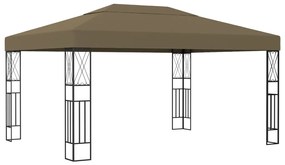 Pavilion cu siruri de lumini LED, gri taupe, 3x4 m, tesatura Gri taupe, 3 x 4 m