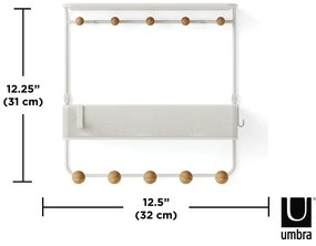 Cuier de perete alb/în culoare naturală cu raft din metal Estique – Umbra