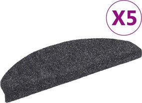 vidaXL Covorașe pentru scări autoadezive, 5 buc., 65x21x4 cm, gri închis, semirotunde, mari