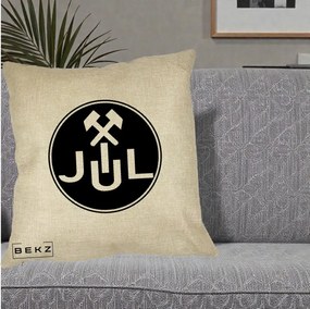 Perna Personalizata JUL Jiul Lupeni Fotbal, 40x40 cm, Crem, Husa Detasabila, Perna Inclusa, BEKZ®